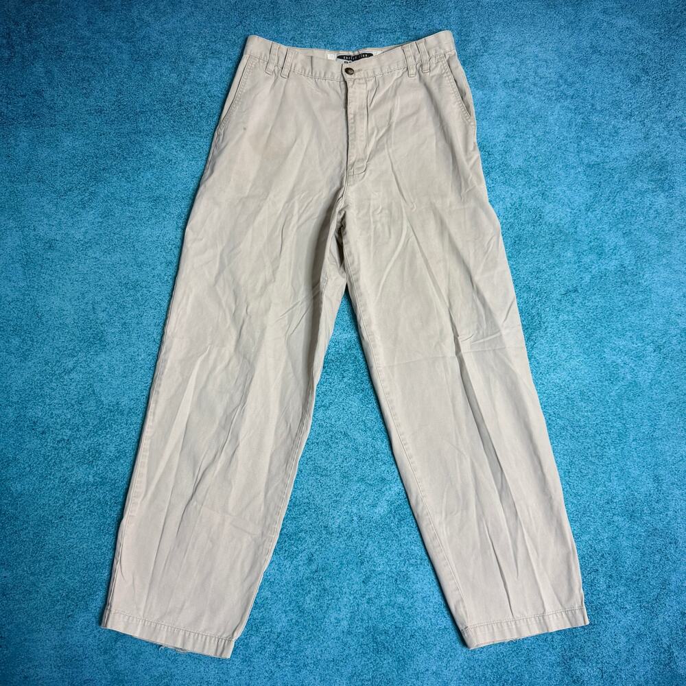 VTG Anchor Blue Baggy Chino Pants 33x32 Tan (Fits 30x28.5) Skater Y2K